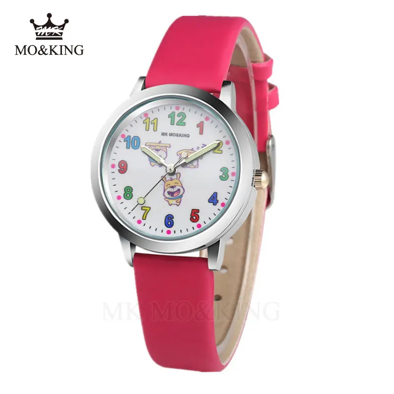 Люксовый бренд детские мальчики девочки дети граффити образование милая собака мультфильм узоры кварцевые наручные часы коробка часы подарки браслет - Цвет: rose