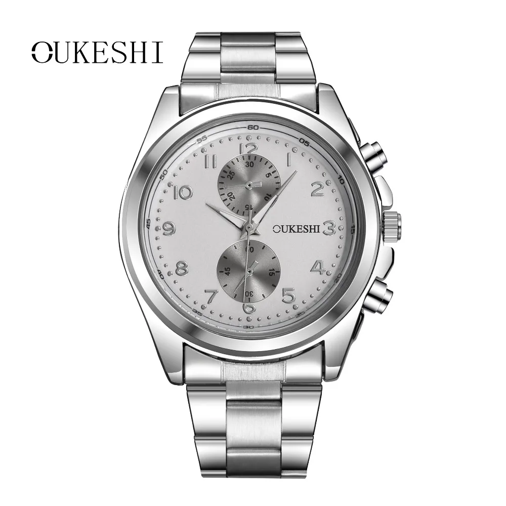 

OUKESHI Brand Men Steel Business Watch New Fashion Luxury Silver Full Stainless Steel Man Quartz Relogio Masculino Sports Watch
