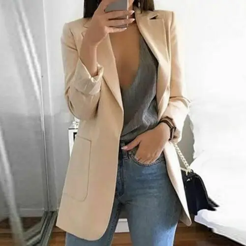 

New Fashion Women Casual Long Sleeve Coat Suit Office Ladies Slim Cardigan Tops Blazer Jacket Outwear Spring Autumn