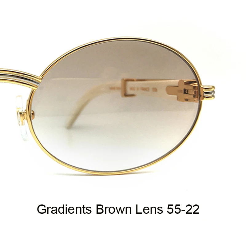 Gradient Brown-55 Классические солнцезащитные очки Carter, мужские белые очки с рогом буйвола, оправа, оттенки, брендовые солнцезащитные очки, овальные роскошные очки Carter, круглые 7550178 - Цвет линз: Gradient Brown-55