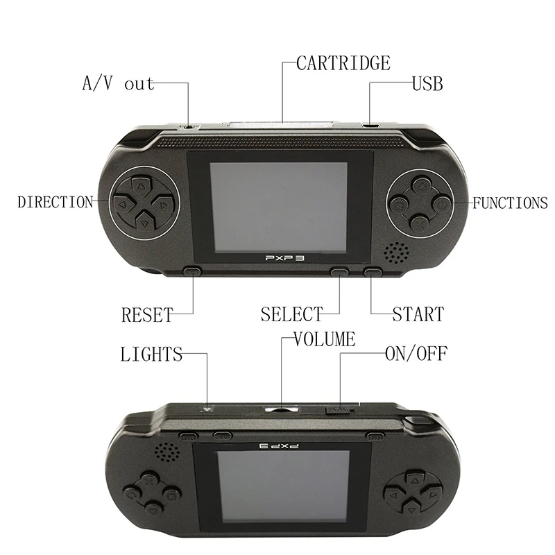 MYOHYA 16 бит для PXP3 портативная игровая консоль с av-кабелем с 2 игровыми картами классические детские игры для PXP 3