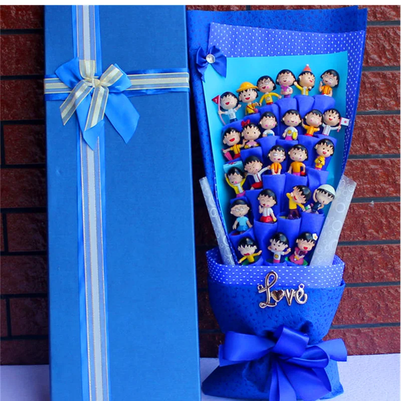 Подарки на день Св. Валентина box-упакованы Maruko мультфильм куклы букеты коробка Однотонная одежда ручной работы Роза подарки на выпускной H278