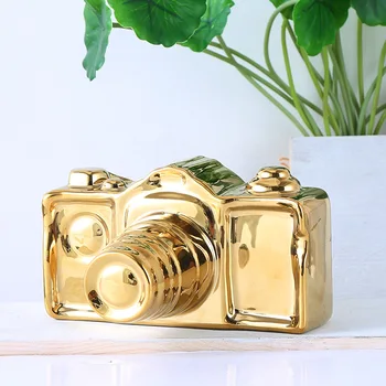 

Minimalist ceramic camera ornaments Home Furnishing bedroom study ornament crafts decor figures modle Golden silver model gift