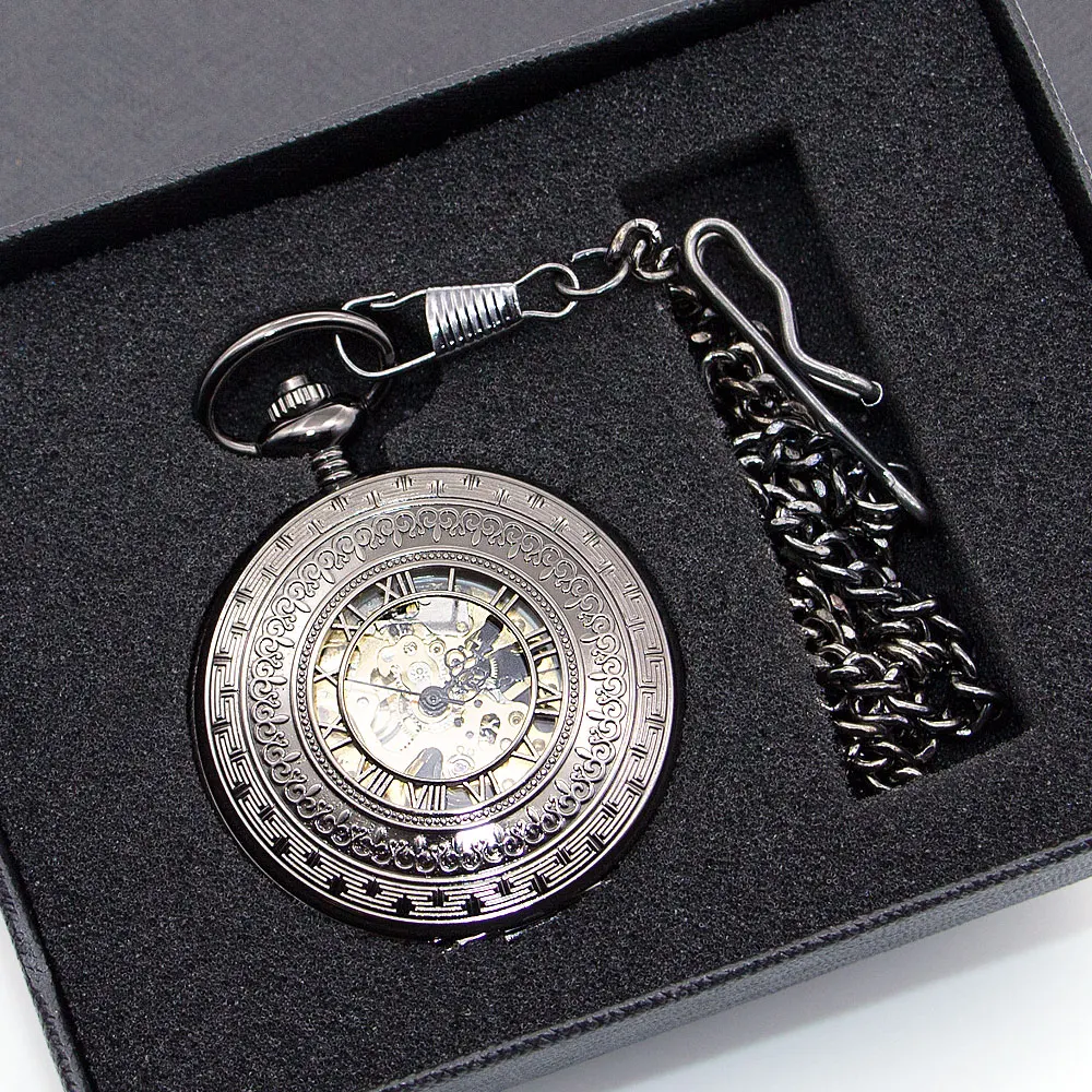 

Vintage Retro Watch Men Alloy Mechanical Pocket Watch With Metal Chain Steampunk Watch Necklace Pendant