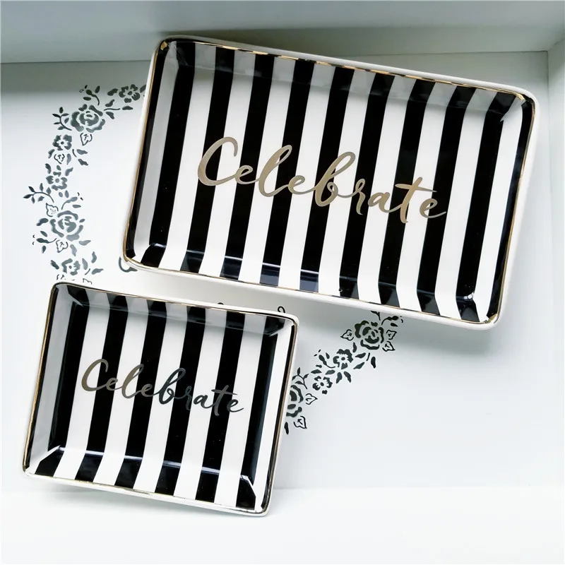 

Nordic Marble Ceramic Jewelry Storage Trays Fruit Food Dessert Plate Desk Storage Trays Organizer Trays Decorative