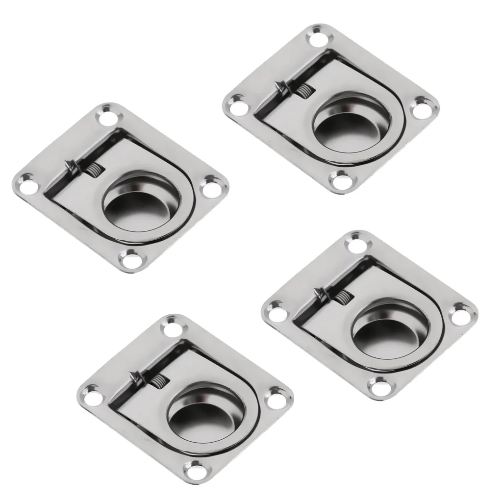 4 Pieces Marine Boat Deck Hatch Flush Ring Pull - Stainless Steel 43x 36mm