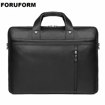 

New Natural Cowskin 100% Genuine Leather Men's Briefcase Fashion Large Capacity Business bag Black Male Shoulder 17'' Laptop Bag