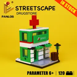 Творческий STREETSCAPE аптека Конструкторы DIY образовательные для детей Совместимость с город модель здания игрушечные лошадки хобби