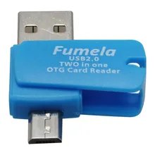2 в 1 USB 2,0 и TF/Micro Женский к Micro USB Мужской OTG кардридер-адаптер синий