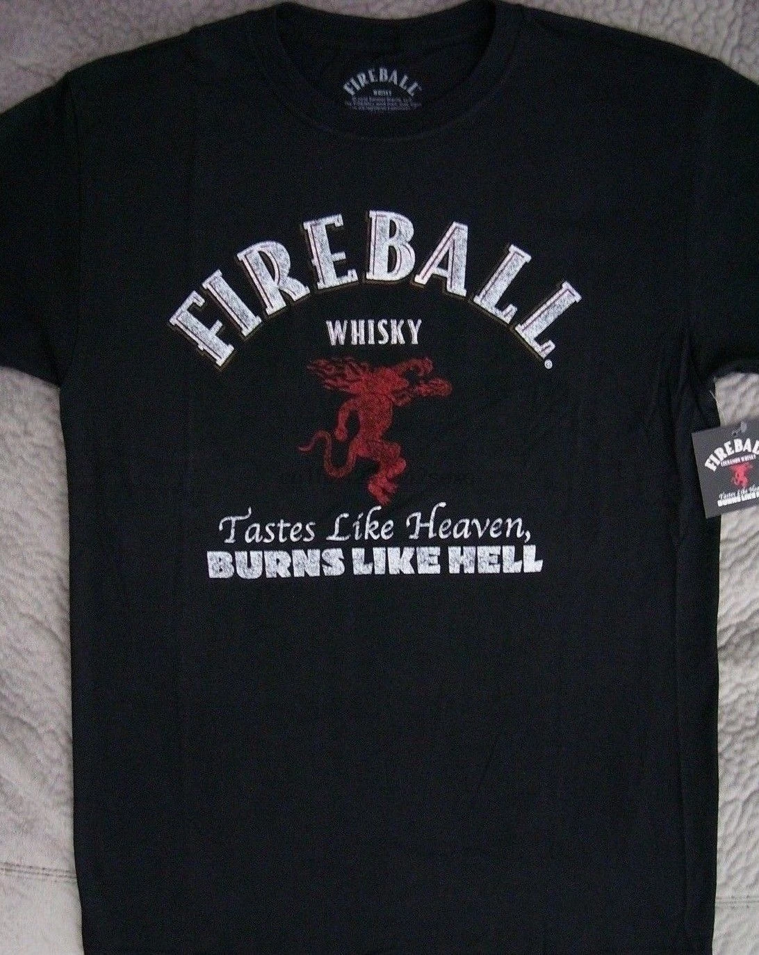 

Fireball Whisky Whiskey Tastes Like Heaven T Shirt_ Licensed_ New with tags