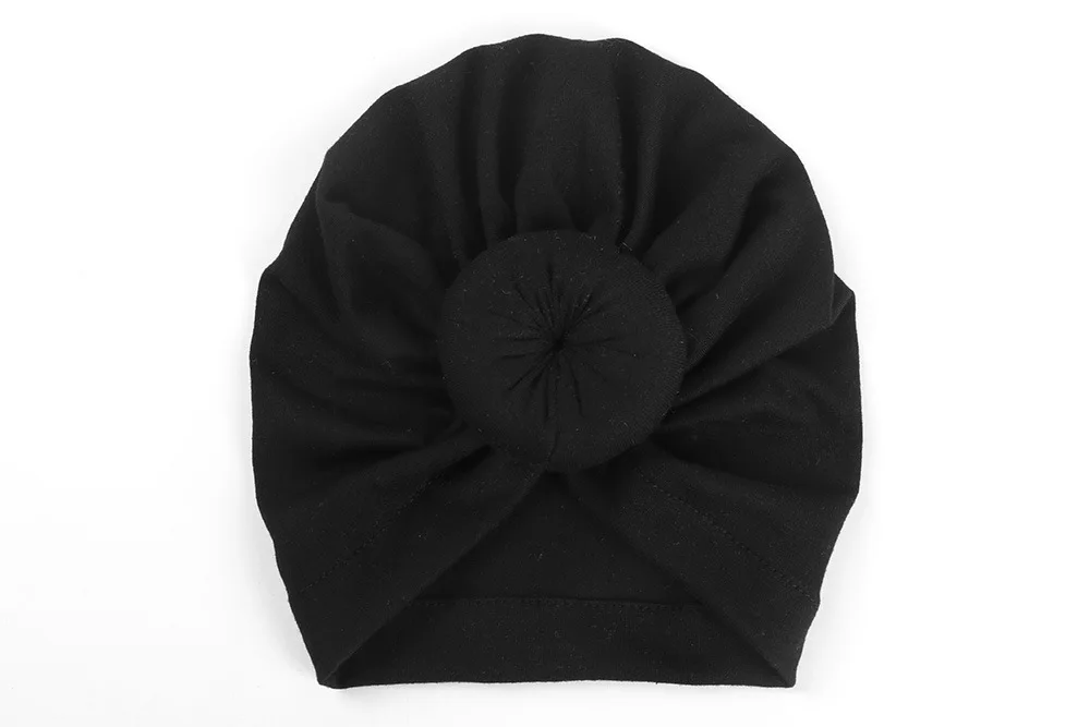 Новинка; однотонные шапки с пончиком для маленьких девочек; BeBe Turban Hood; однотонная завязанная шапка унисекс из хлопка; мягкие милые шапки; аксессуары для новорожденных - Цвет: 3