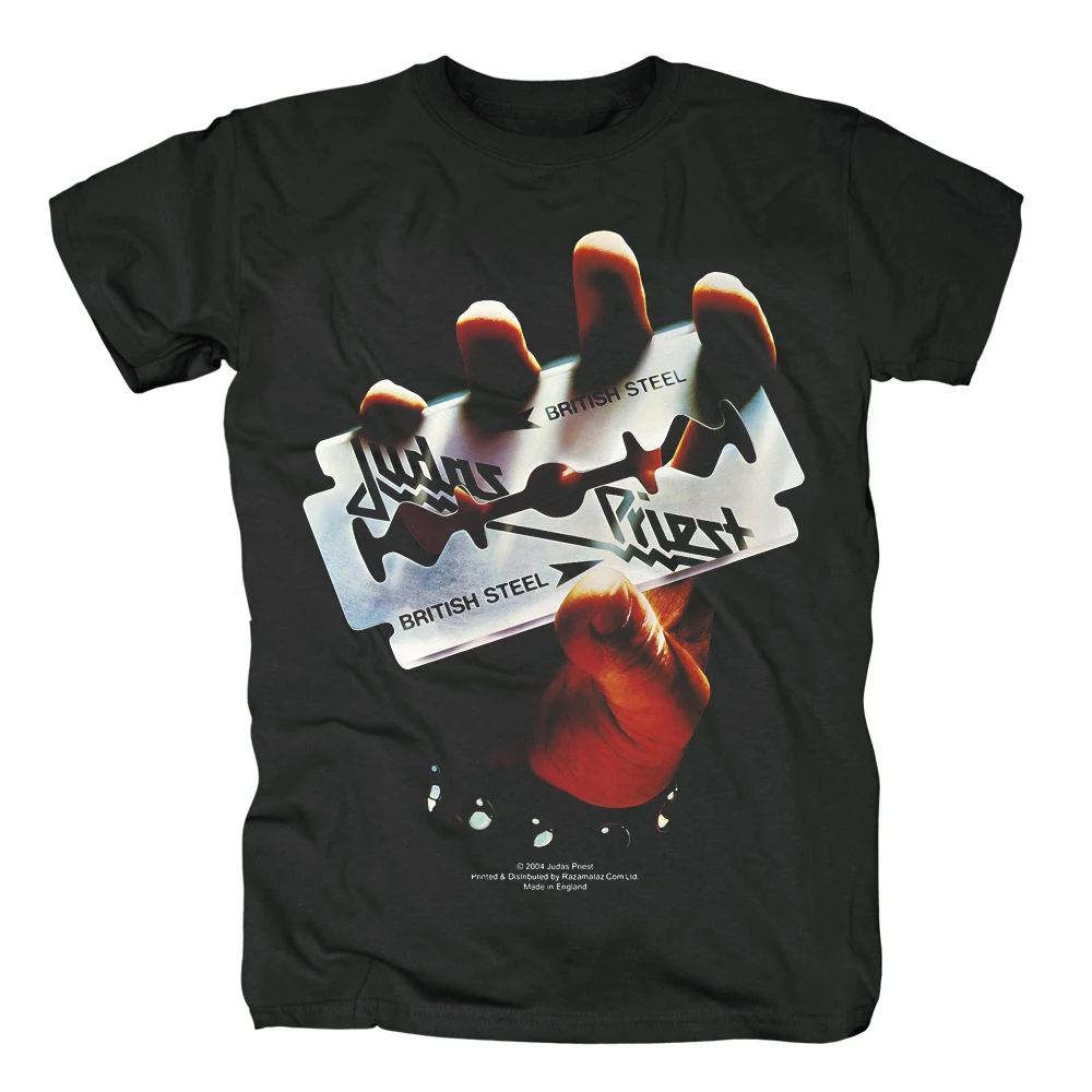 

Bloodhoof Free shipping JUDAS PRIEST BRITISH STEEL 1980 HEAVY METAL BAND HALFORD NEW BLACK T-SHIRT Asian Size