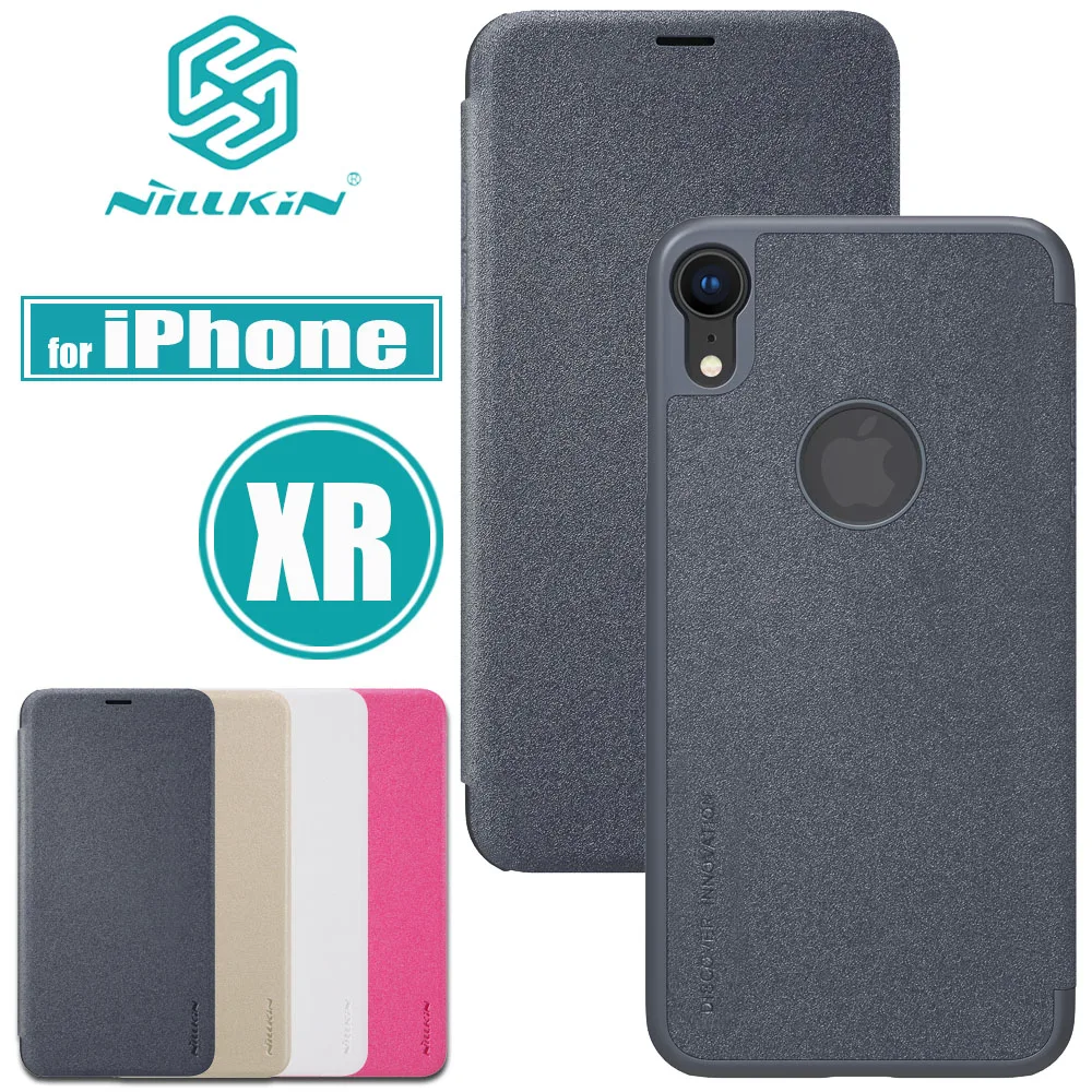 Nilkin for iPhone XR Cases Nillkin Sparkle Hard PC Plastic Flip Leather Smart Phone Back Bag Case Cover for Apple iPhone XR Capa