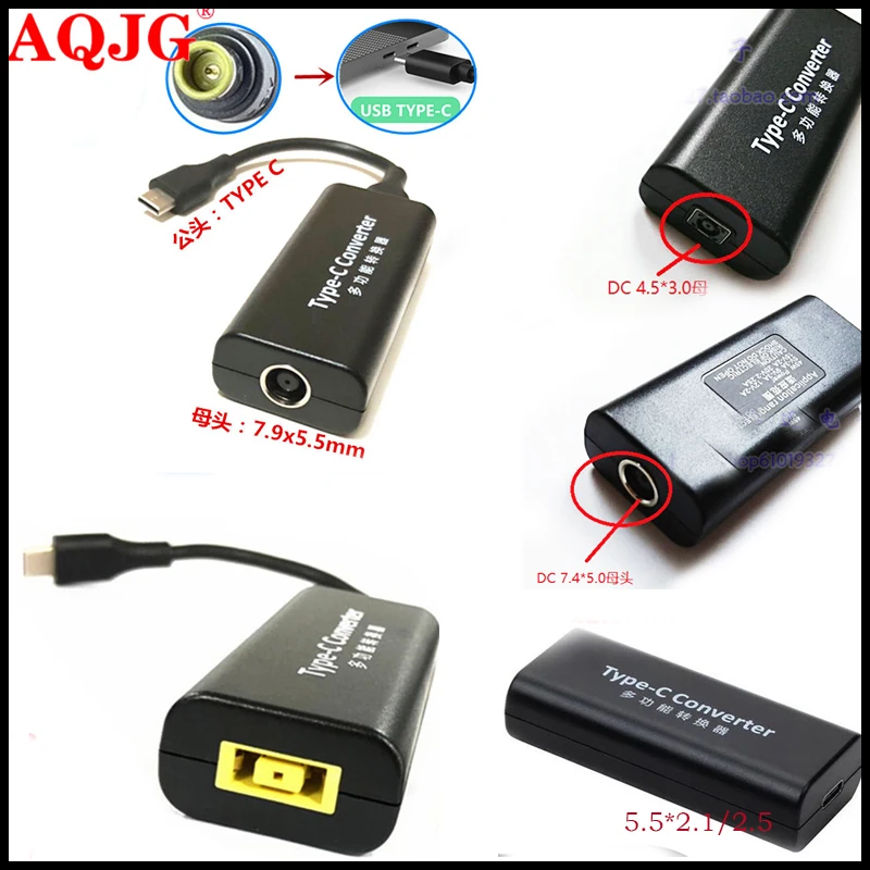 

Laptop Power Jack Connector Dc Adapter Charger Converter for Lenovo Hp Asus 7.4*5.0 7.9*5.5mm Female to USB Type C Adaptor Male