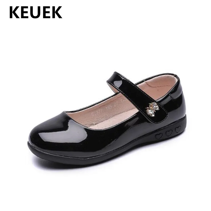 Vestido de Escola Estudante do Bebê da Criança Nova Primavera Outono Crianças Sapatos Preto Apartamentos Respirável Meninas Princesa Couro 02 –