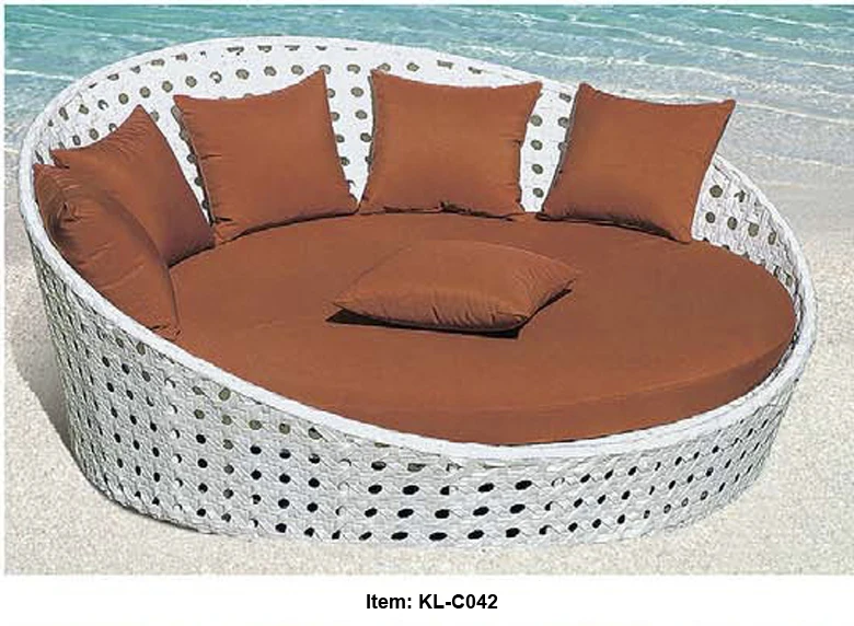 KL C042 free shipping, good service,round daybed, rattan sun bed, round