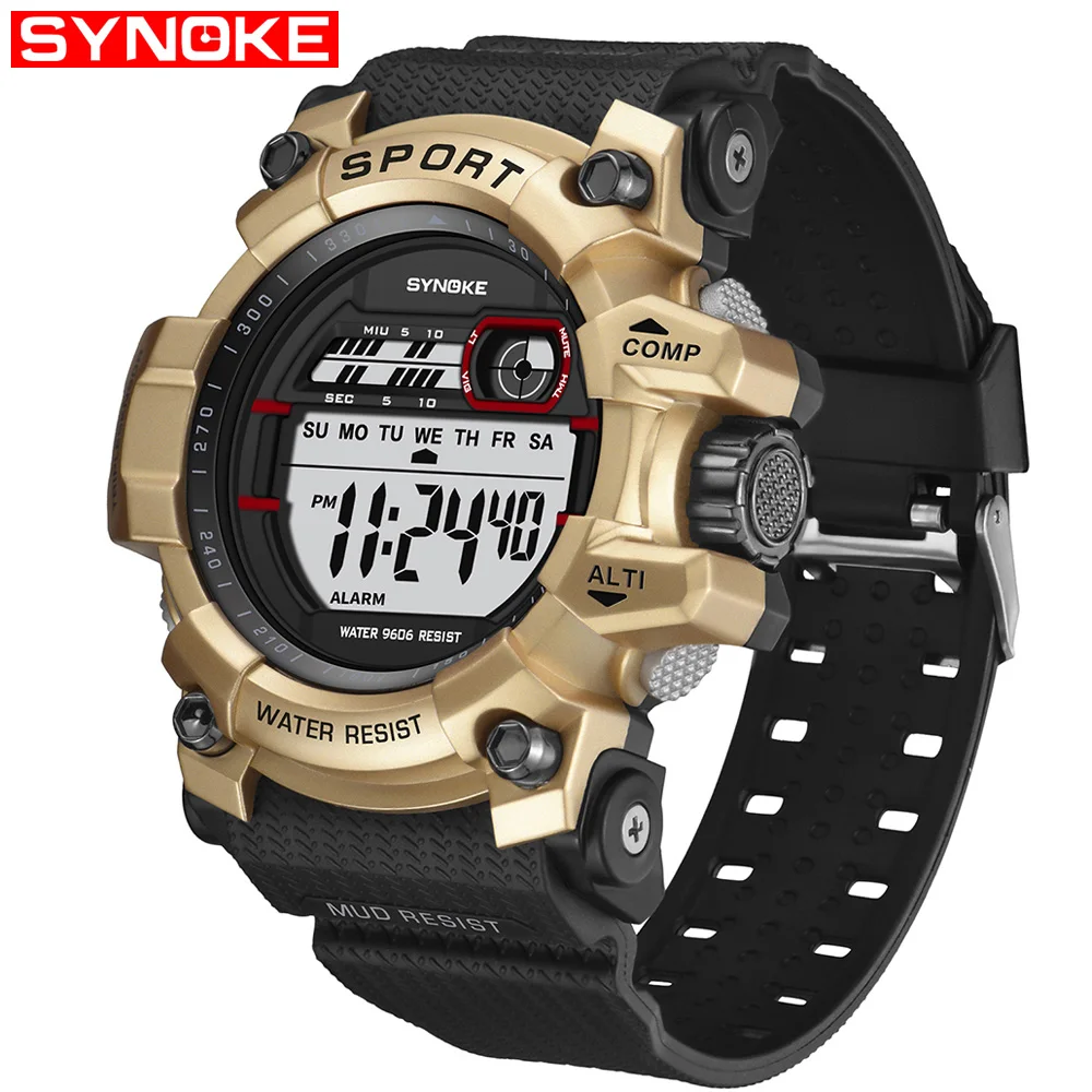 

SYNOKE Mens Digital Watches Waterproof Outdoor Sport Watch LED Display Clock Man Fashion Watch Men Gift for Men Watches Relogio
