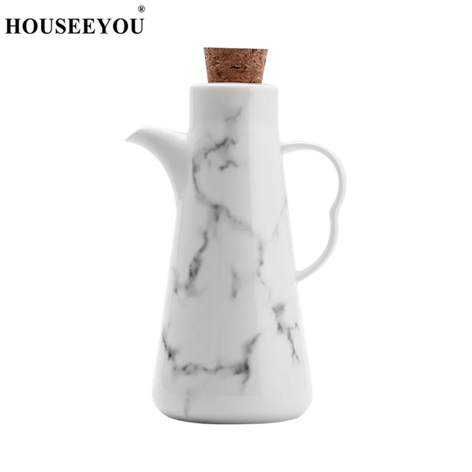 

HOUSEEYOU Nordic Olive Oil Pot Bottle Vinegar Soy Sauce Dispenser High Grade Bottles Stone Style Bone China Cearmic Kitchen Tool