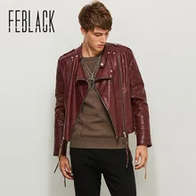 Фотография FEBLACK Men Jackets 2018 Newest Fashion PU Leather Jacket Men Good Quality Casual Slim Jacket Coat for Pumk Rock new brand