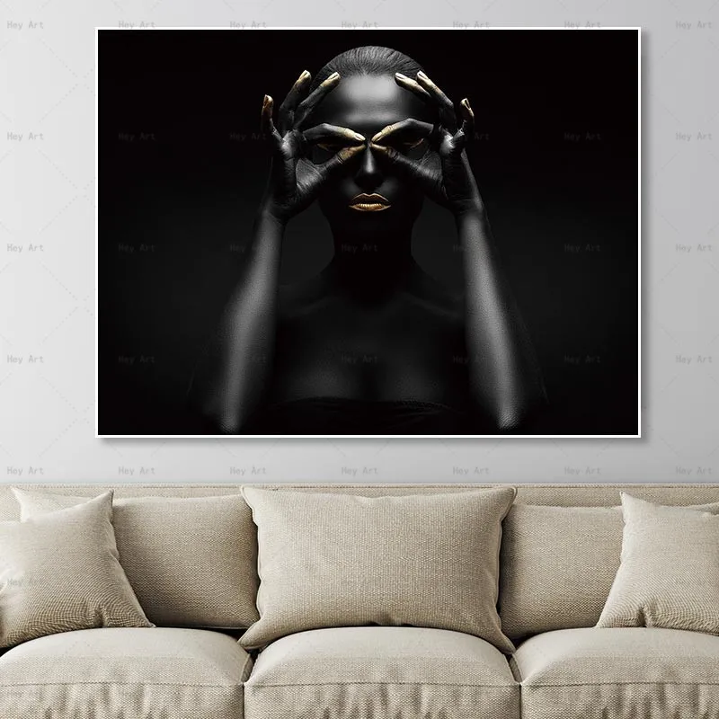 

Frameless Printing Portrait Canvas art Print Black and White Poster Figure Women Painting artwork for Living room