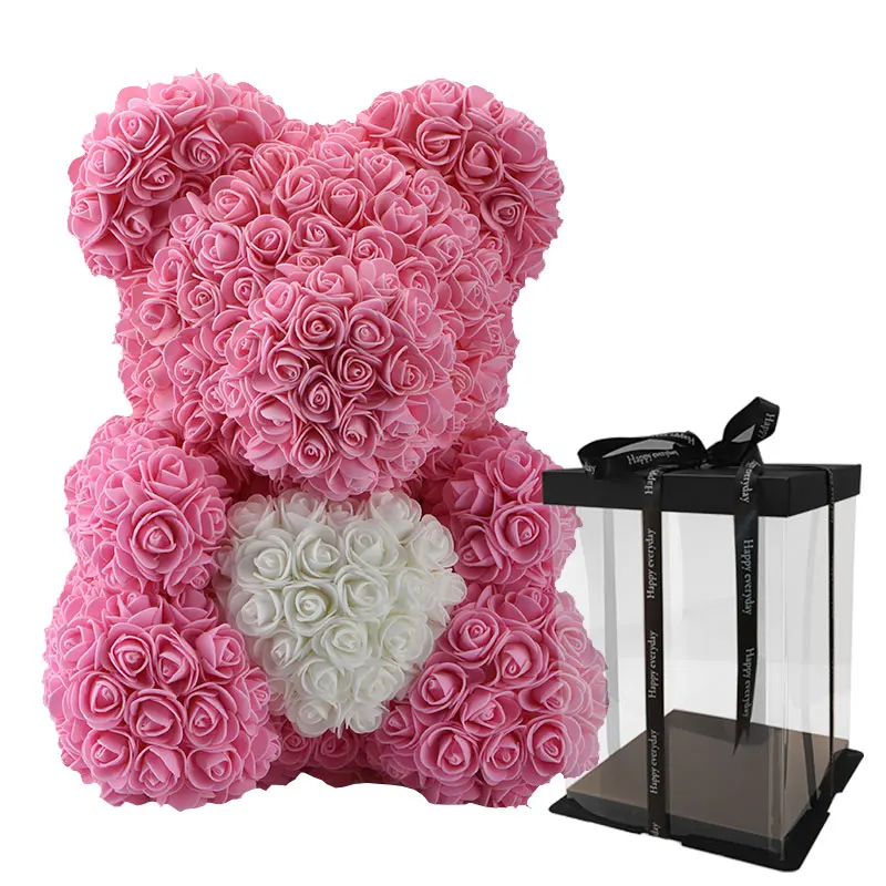 Искусственные цветы 40 см Роза медведь девушка Юбилей Рождество День Святого Валентина подарок на день рождения для свадебной вечеринки