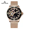 Riff Tiger/RT Luxus Dive Sport Uhren für Männer Rose Gold Strap Mit Push Button Versteckten Verschluss Automatische Schwarz uhren RGA3039|Sportuhren|Uhren -