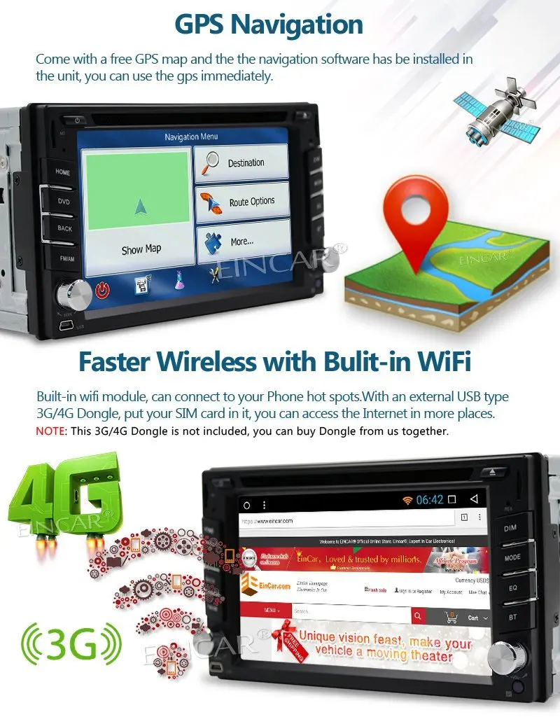 Discount Android 7.1 Car Stereo 2Din CD DVD Player GPS Navigator Support Bluetooth 3G/4G WIFI OBD2 DAB+ CAM-In+Free Wireless Rear Camera 3