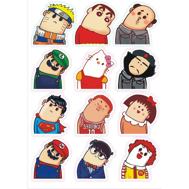 new 12pcs lot cartoon characters crayon shinchan stickers for
