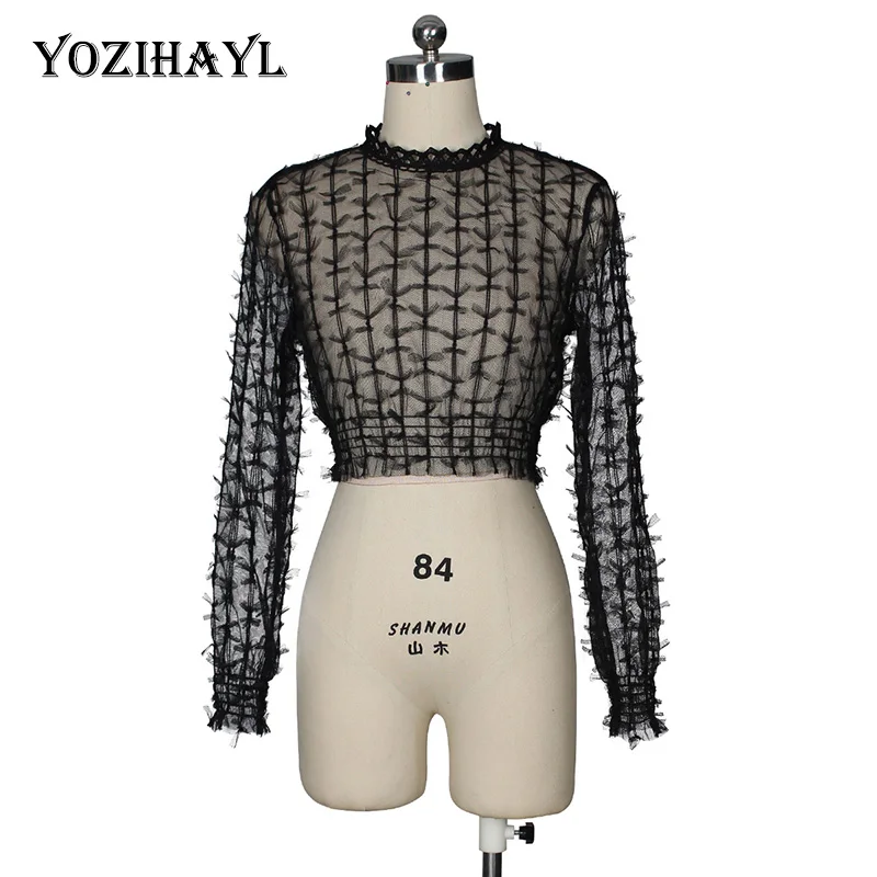 Yozihayl 2018 женская сексуальная клубная блузка с длинным рукавом Прозрачные