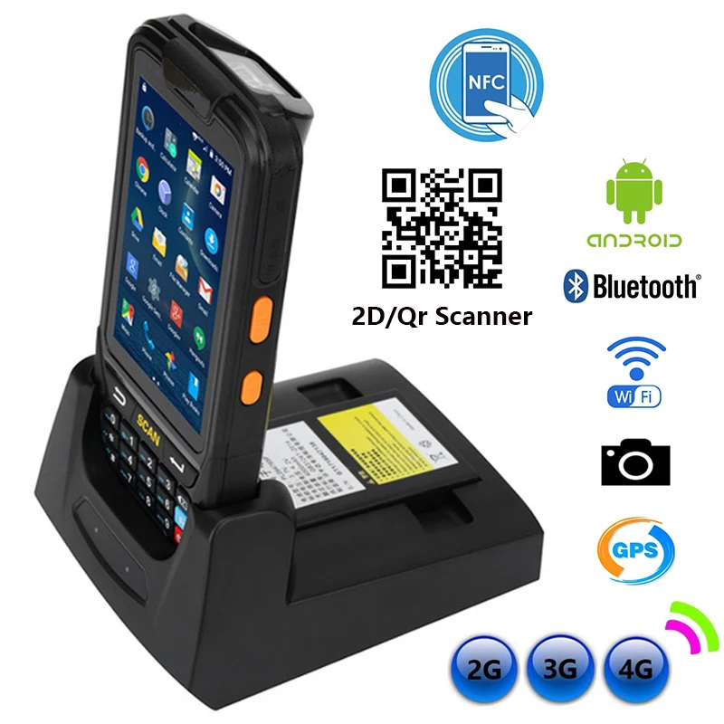 PDA 2D Ручной терминал поддержка Wifi Bluetooth 4g GPS камера мини сканер штрих кода для Android