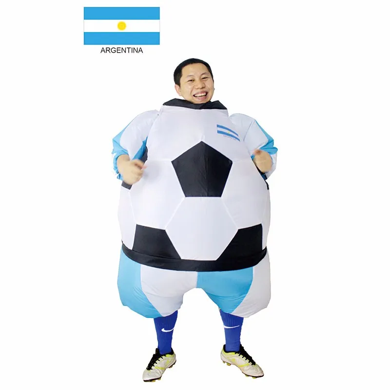 Argentina Inflatable Football Soccer Costume South America Football Player Outfit Party Club Fancy Dress Blow Up Carnival Suits (2)
