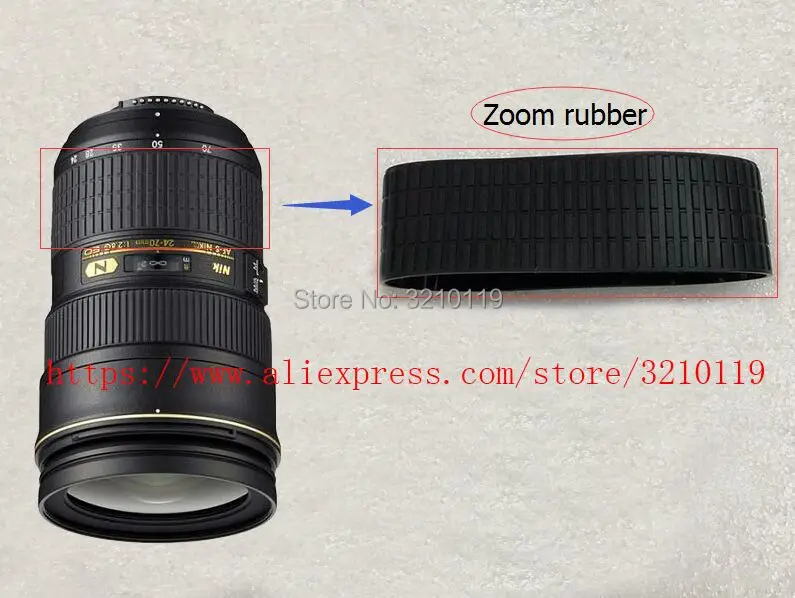 Empuñadura de goma de la lente para Nikon 24-70mm f/2.8 Ed Af-s Nikkor anillo de zoom pieza de reparación 