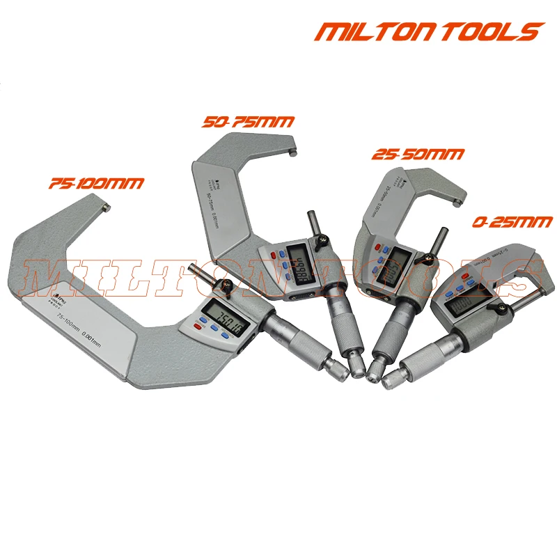 

High quality 0-100mm 0.001 mm digital micrometer IP65 Waterproof Digital Outside Micrometer 0-25,25-50, 50-75, 75-100 4pcs/set