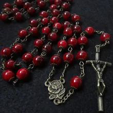 Рождественские подарки католический, христианский ретро крест ювелирные изделия из бисера, ожерелье