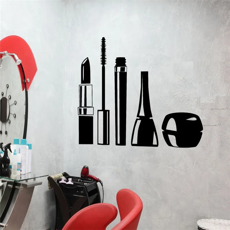 Cosmetics Makeup Girl Vinyl Wall Decal Design Waterproof