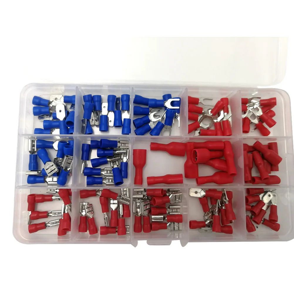 Electrical Assorted Insulated Wire Cable Terminal Crimp Connector Spade Set Kit TSH Shop - Цвет: 140pcs