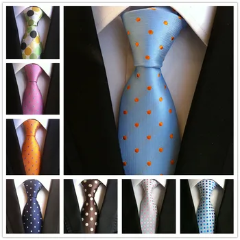

25 Colors Gentlemen Fashion Polka Dots Spots Necktie 8cm Men Woven Ties Gravata Wholesale