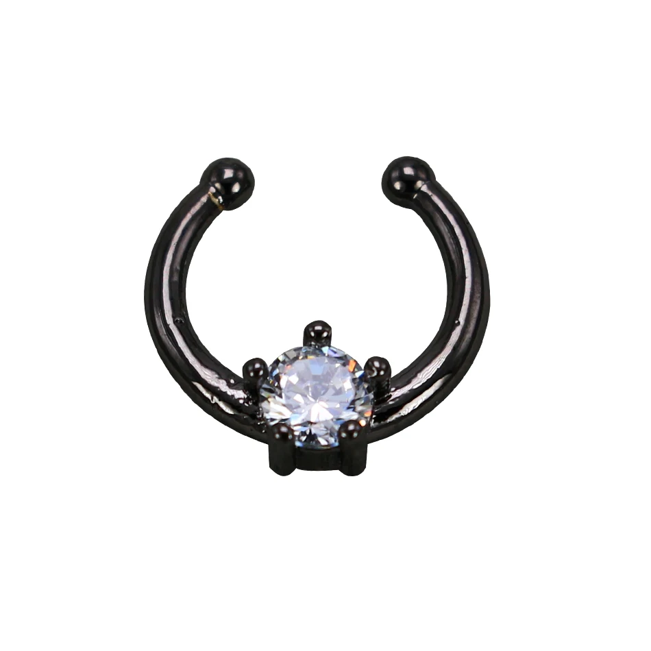 

1pc New Gun Black Fake Septum Ring Nose No Piercing Clicker Clip On Nose false Body Jewelry