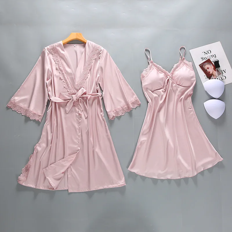 Летний ночной халат, сексуальный женский комплект из 2 предметов, топ на бретелях, комплекты для сна, повседневные пижамы, домашняя ночная рубашка, халат для сна, банное платье