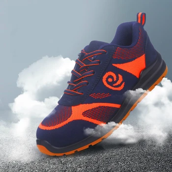 

brand design men casual breathable mesh steel toe caps work safety shoes anti-puncture outdoors worker shoe security boots male