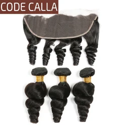 Code Calla Unprocessed Raw Virgin Brazilian Human Hair Extension Loose Wave Bundles With Lace Frontal Closure With Hair Weave Code Calla Unprocessed Raw Virgin Brazilian Human Hair Extension Loose Wave Bundles With Lace Frontal Closure With Hair Weave