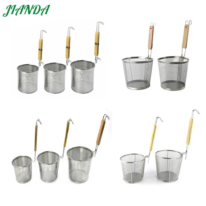 

JIANDA Frying Basket Sieve Strainer 304 Stainless Steel Fryer Cooking Colanders Chef Frying Mesh Basket Kichen Tool Accessories
