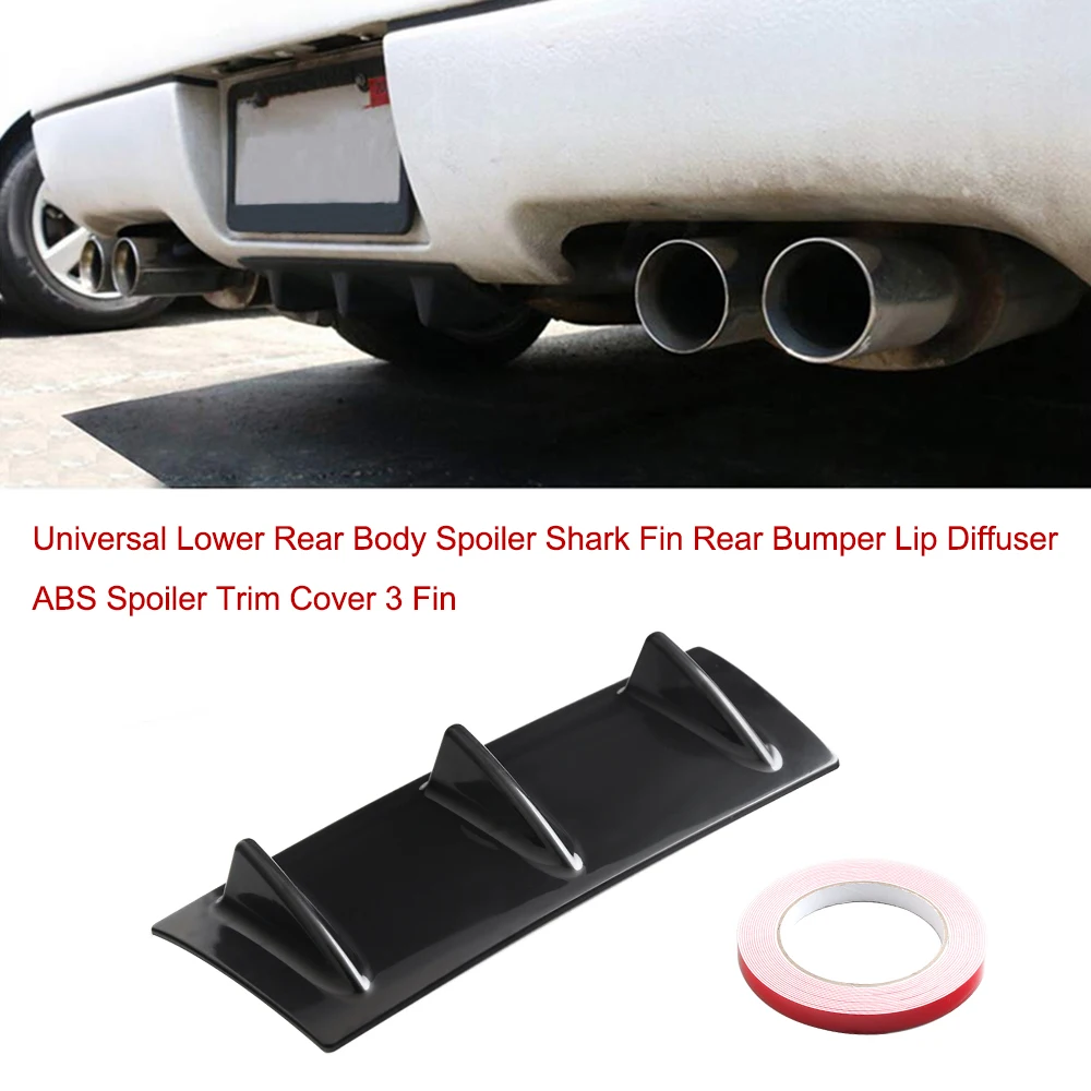 Universal Lower Rear Body Spoiler Shark Fin Rear Bumper Lip Diffuser