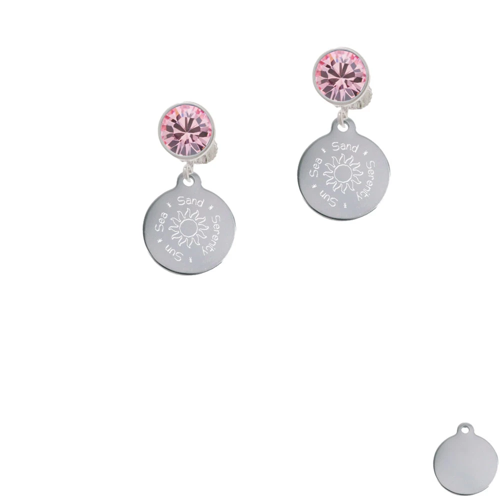 Engraved Sun Sea Sand Crystal Clip On Earrings (3)