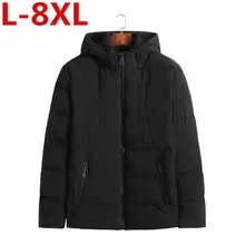 Высокое качество, большие размеры 8XL, новые куртки, толстая одежда с хлопковой подкладкой, зимнее пальто на молнии, Мужская парка, модное пальто, съемная шапка