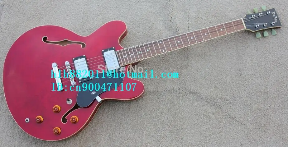 

free shipping new Big John 6 strings hollow electric guitar in red with mahogany body made in China LL22