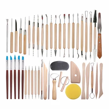 

DINIWELL 45 PCS Pottery Clay Sculpting Tool Sets For Beginners Professional Art Crafts Wooden Handle Modeling Ceramic Clay Tools