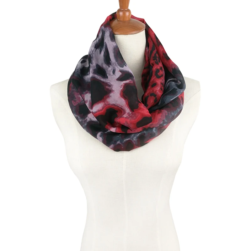 Летний Радужный Шелковый шифоновый женский шарф с кольцом-петлей, брендовый модный шарф с леопардовым принтом, бесконечные трубчатые шарфы для женщин, femme - Цвет: as pic