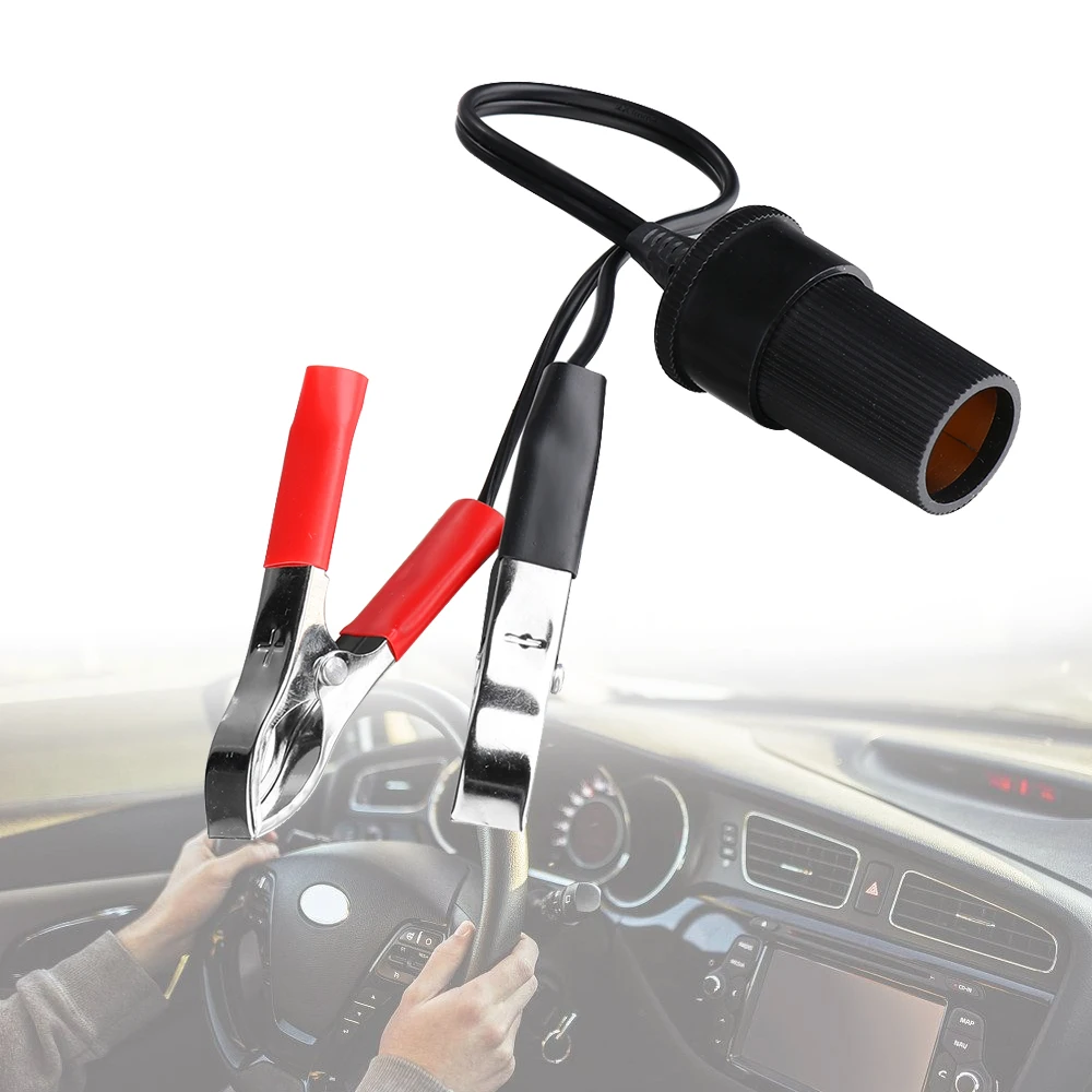 

DC 12V Car Battery Terminal Clip-on Cigarette Lighter Socket Auto Battery Clips Power Adaptor Connector Camping xmas