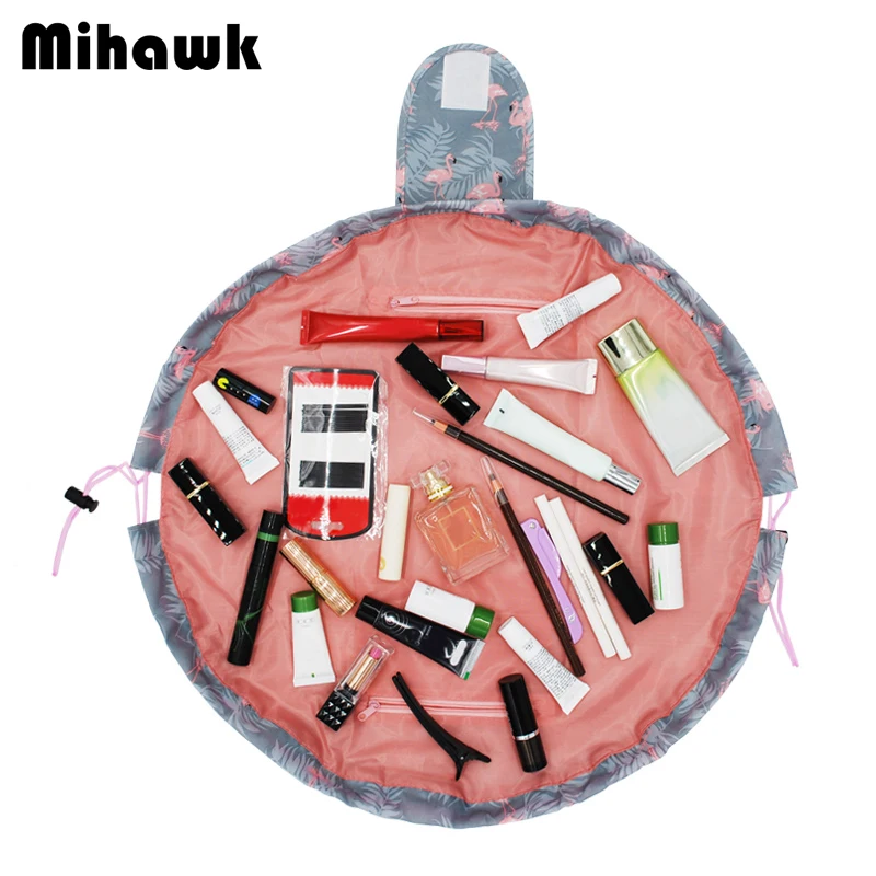 

Mihawk Flamingo Drawstring Fashion Foldable Women's Cosmetic Bag Markup Case Storage Cosmetics Beautician Organizer Accessories